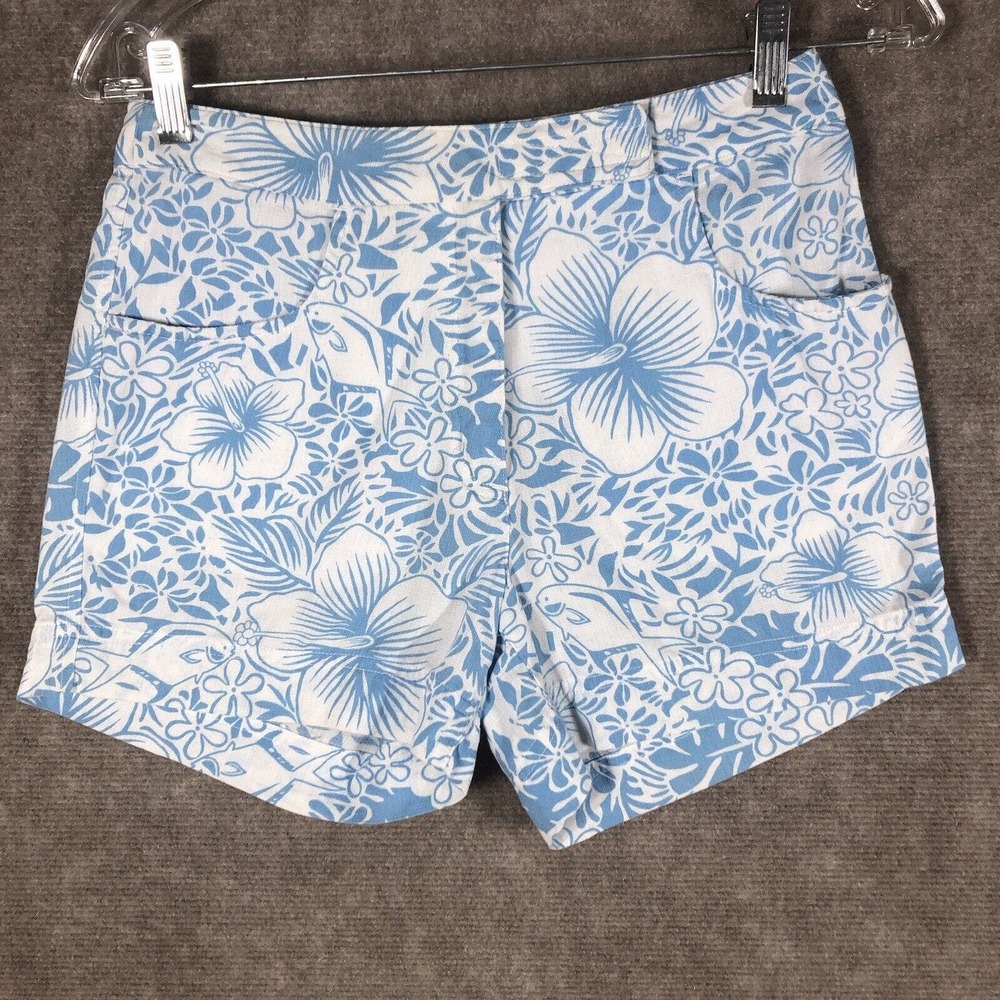 Exofficio Shorts‎ Womens 4 Outdoor Hiking Cotton Floral Hibiscus Fish Pockets 4"